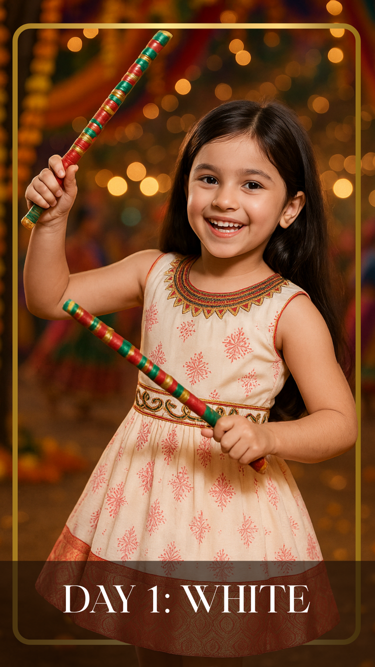 Premium White Navratri Dress for Baby Girls Online | Day 1 Navratri Girls Dress