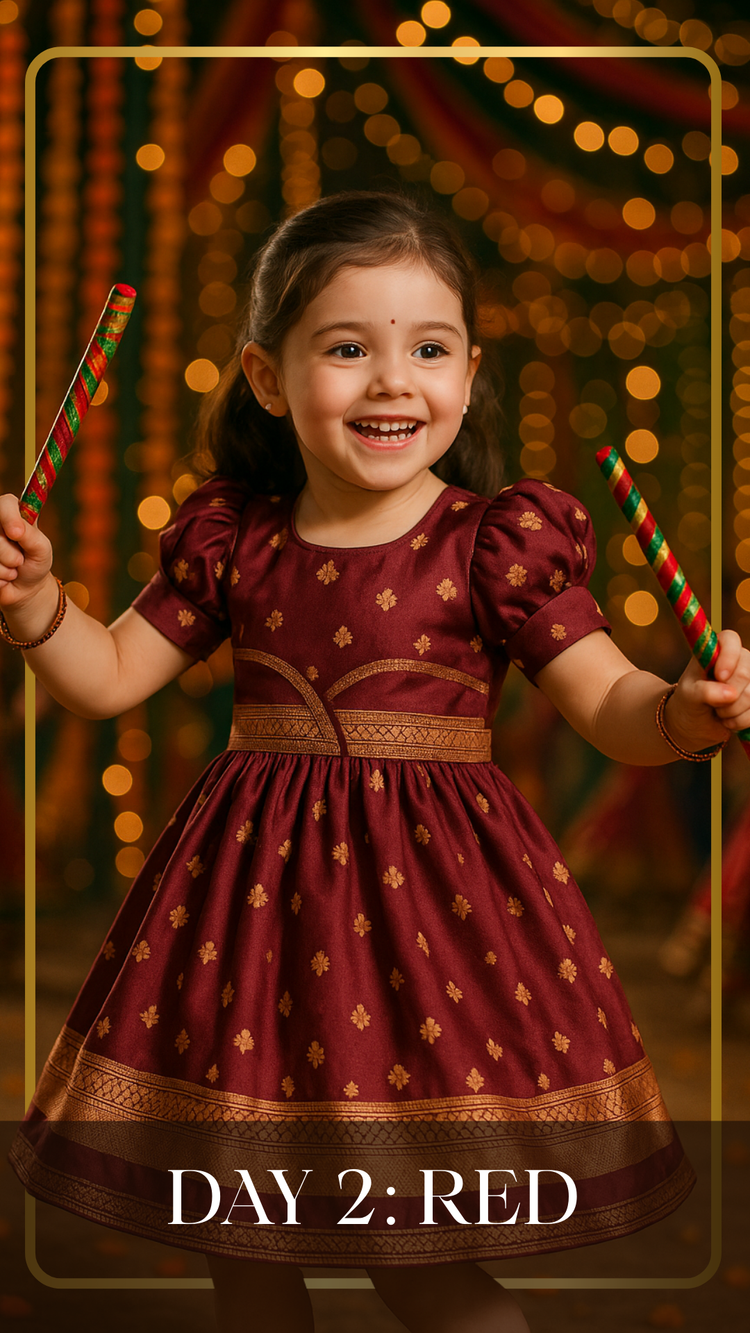 Premium Red Navratri Dress for Baby Girls Online | Day 2 Navratri Girls Dress