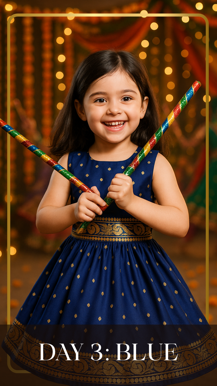 Premium Blue Navratri Dress for Baby Girls Online | Day 3 Navratri Girls Dress