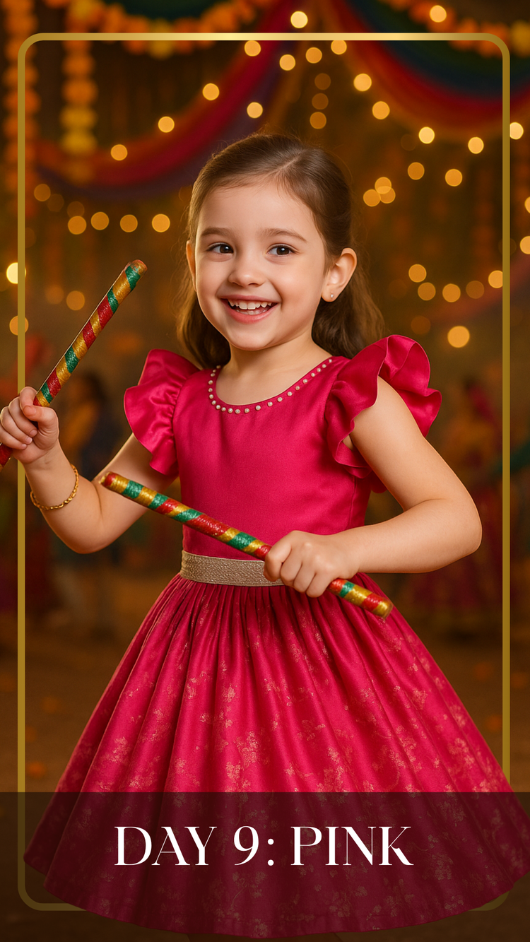 Premium Pink Navratri Dress for Baby Girls Online | Day 9 Navratri Girls Dress