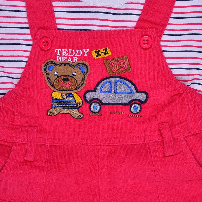 Boys Cotton Cartoon Tshirt and Dungaree Set