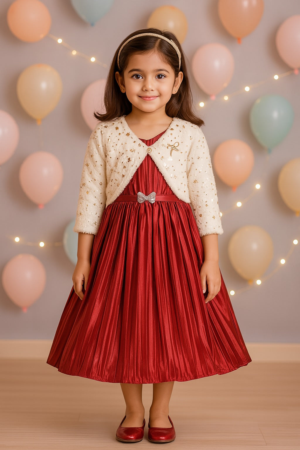 Girls Solid Fit and Flare Frock Dress