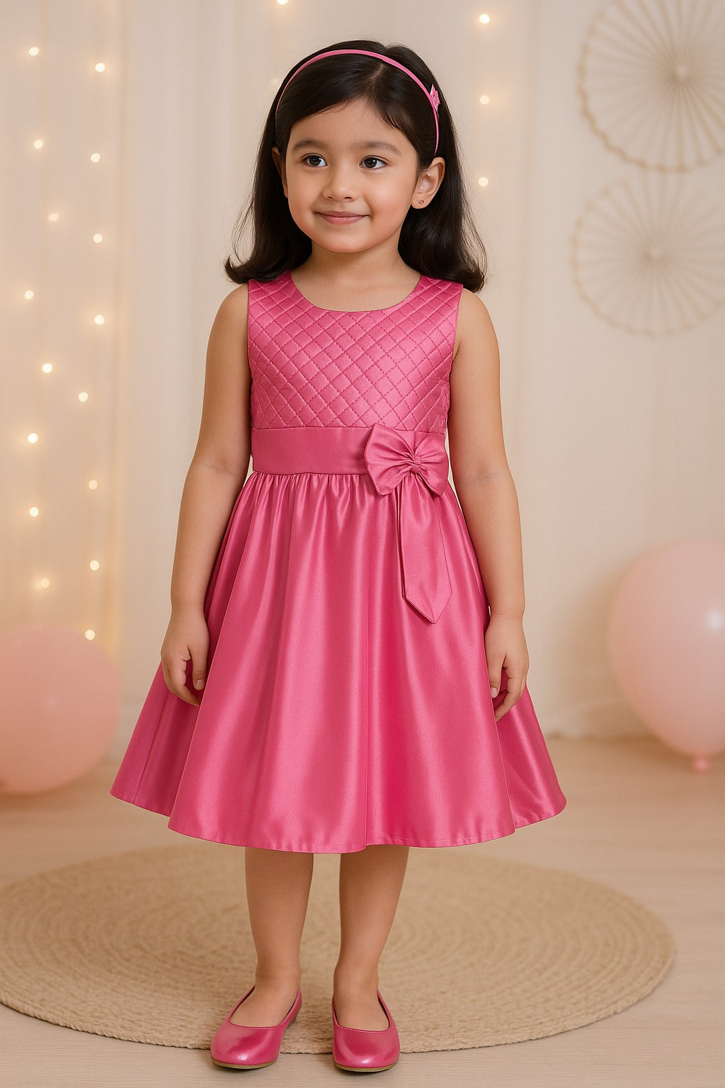 Girls Embroidered Bow Casual Dress