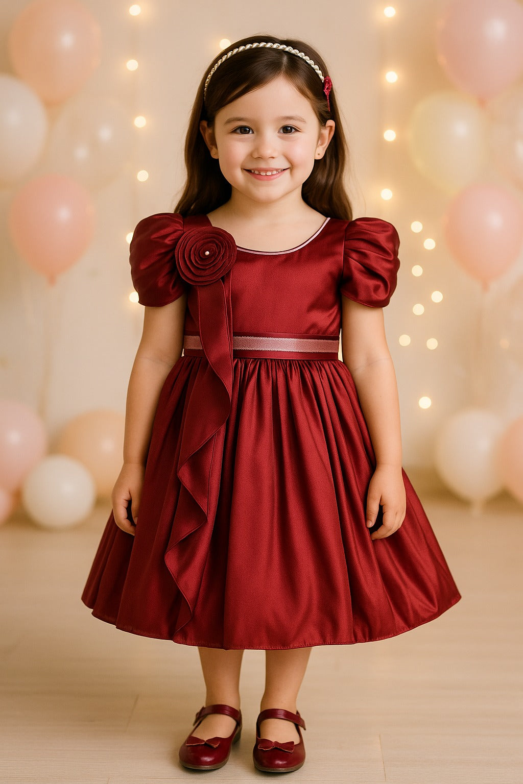 Rhinestone Floral Embellished Balloon Party Dress