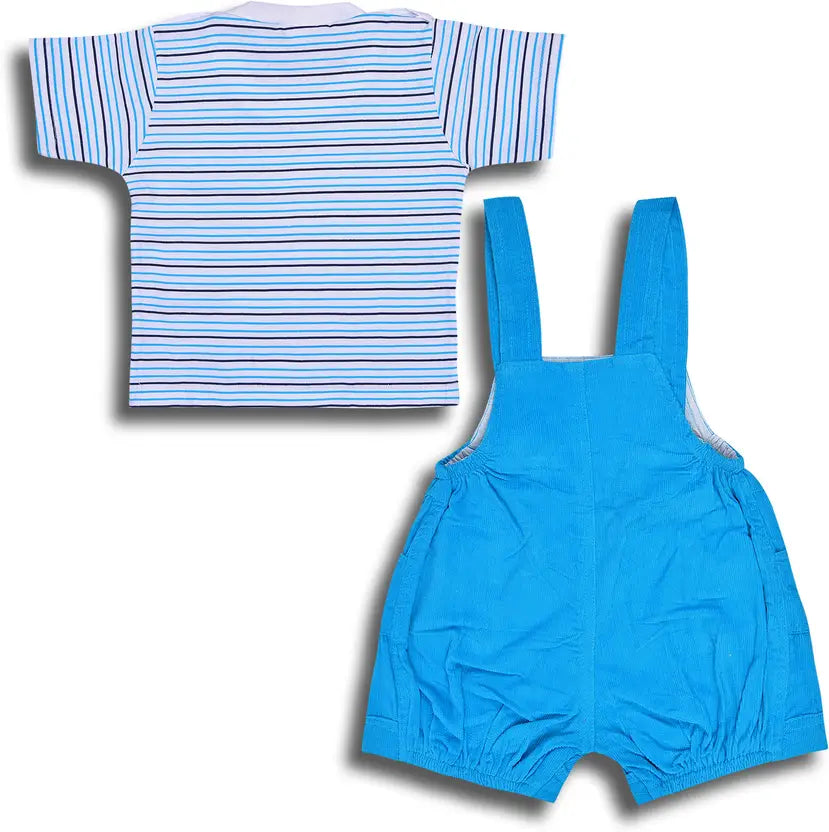 Boys Cotton Cartoon Tshirt and Dungaree Set