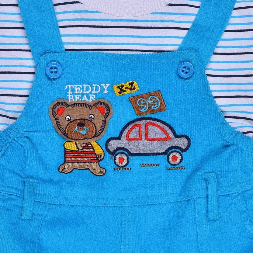 Boys Cotton Cartoon Tshirt and Dungaree Set