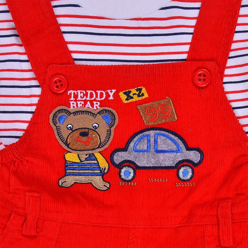 Boys Cotton Cartoon Tshirt and Dungaree Set