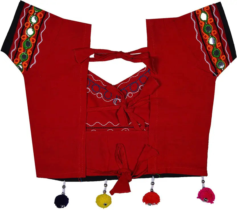 Girls Ethnic Wear Embroidered Cotton Ghagra Choli Dupatta Set