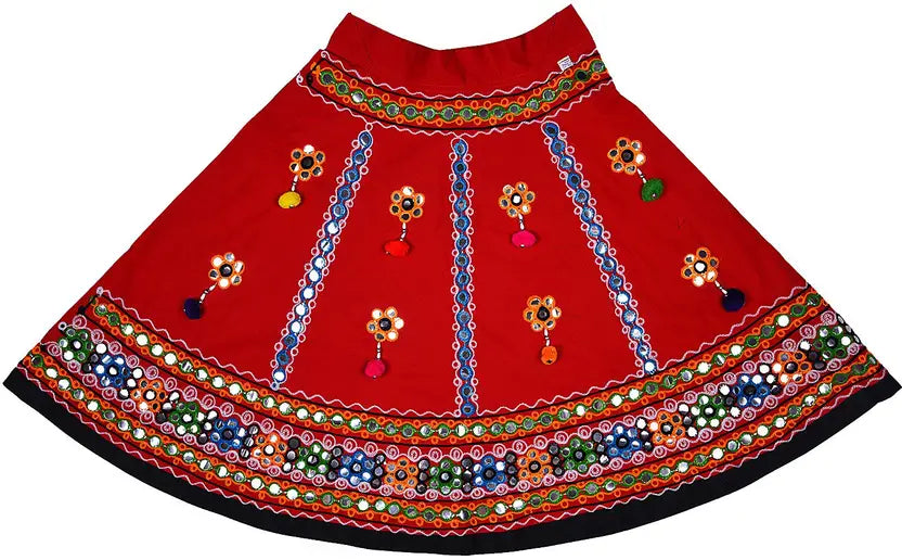 Girls Ethnic Wear Embroidered Cotton Ghagra Choli Dupatta Set