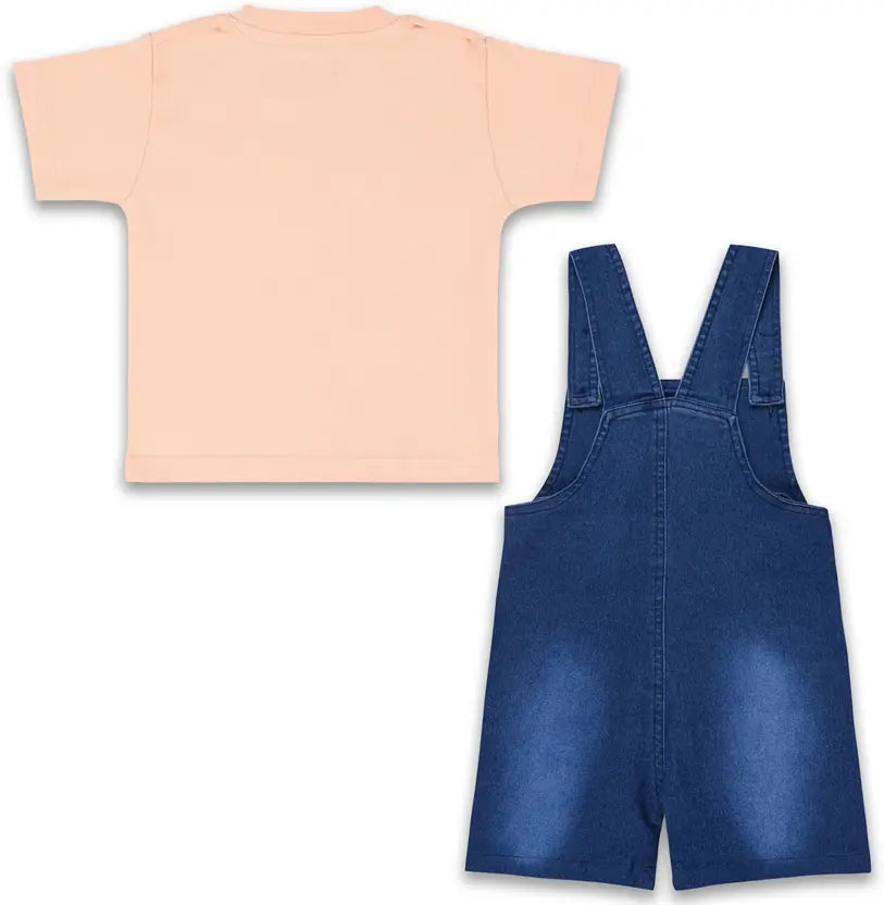 Boys Cartoon Cotton Tshirt and Denim Dungaree Set