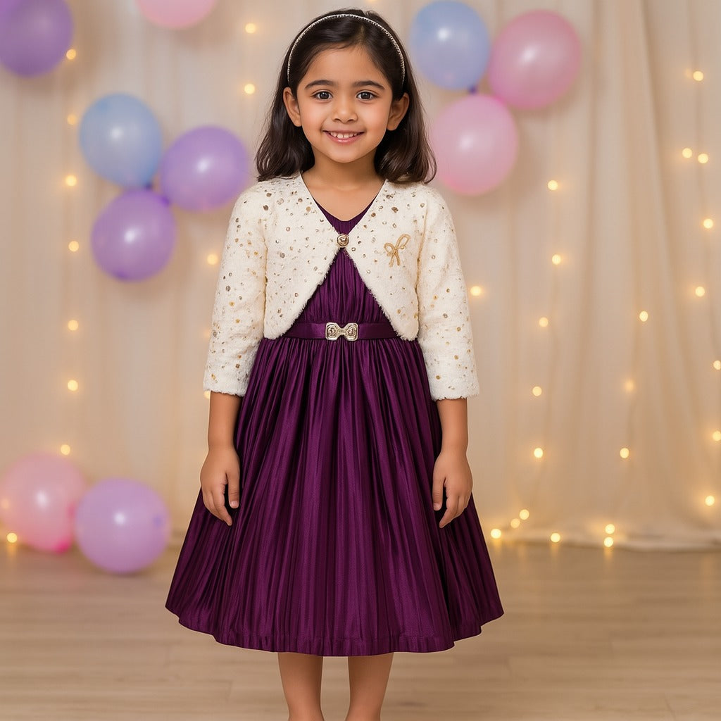 Girls Solid Fit and Flare Frock Dress