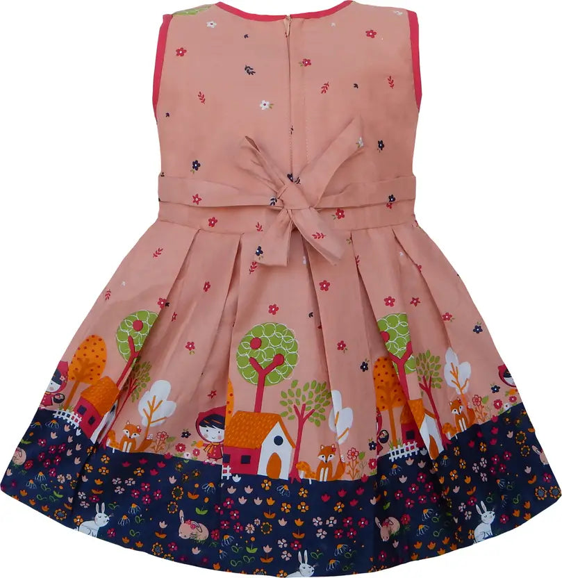 Girls Cotton Printed Pleated Summer Dress