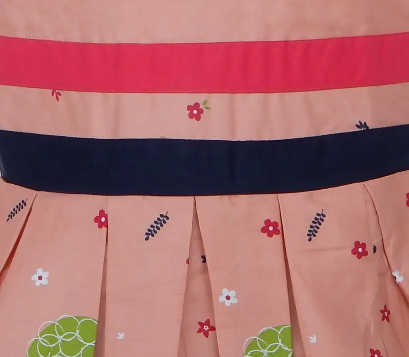 Girls Cotton Printed Pleated Summer Dress