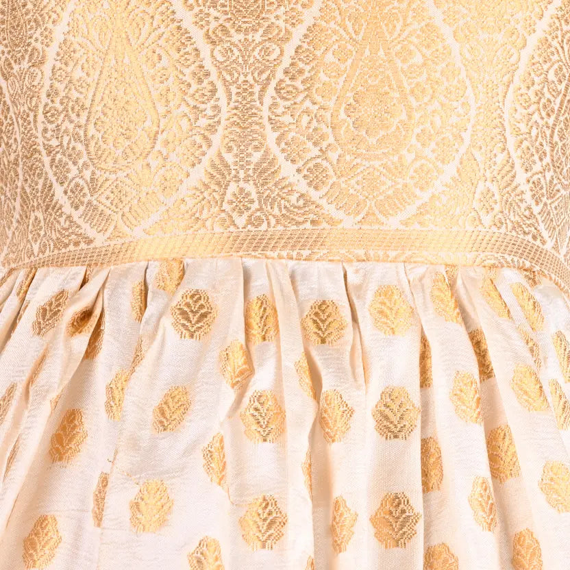 Girls Ethnic Wear Onam Dress | Buy Premium Golden Onam Dress Baby Girl Online | Girls Onam Kasavu dress