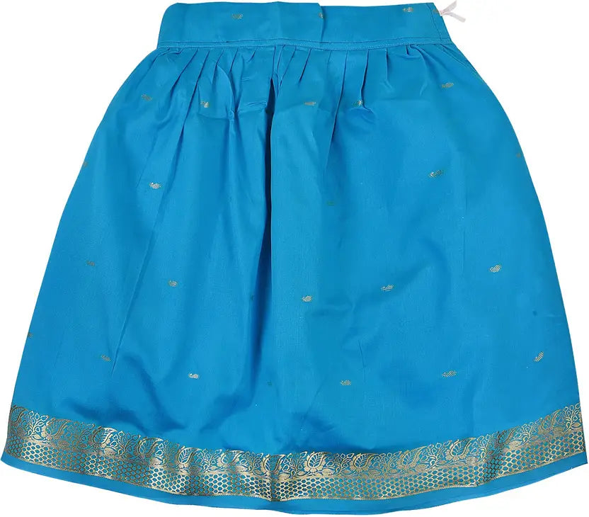 Girls Zari Border and Beaded Lehenga Choli Duppatta Set