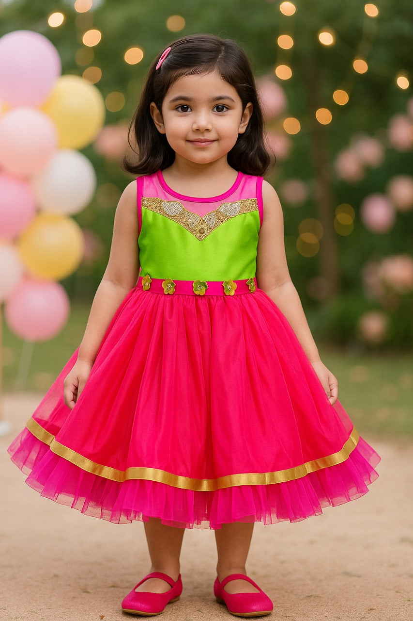 Baby Girls Party Wear Frock Birthday Dress For Girls fe2651pnk