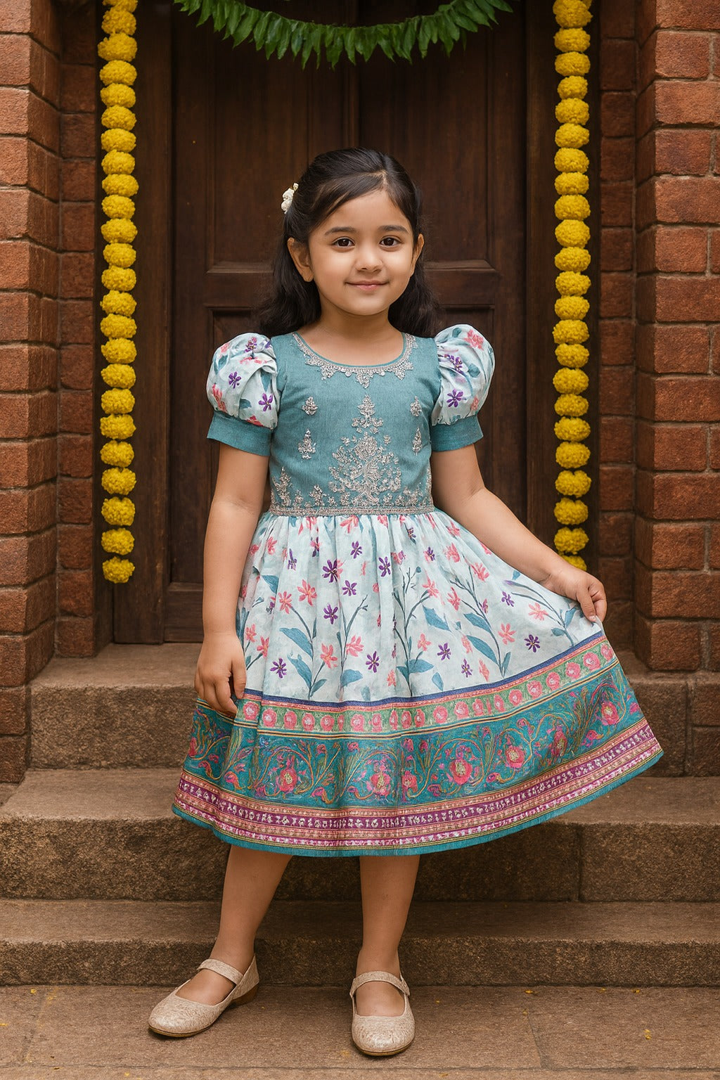 Girls Embellished Zari Embroidery Ethnic Dress fe3544