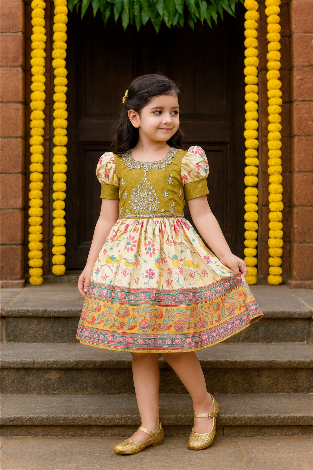 Girls Embellished Zari Embroidery Ethnic Dress fe3544