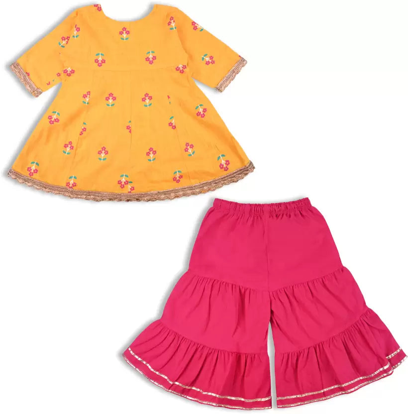 Girls Embroidered Sharara Set