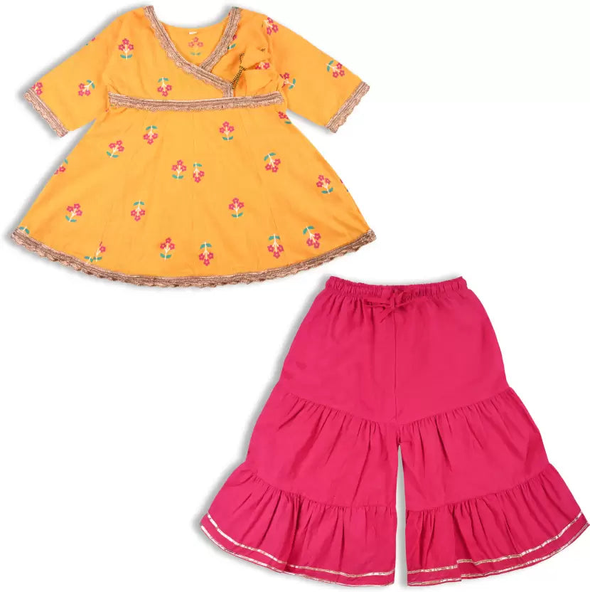 Girls Embroidered Sharara Set