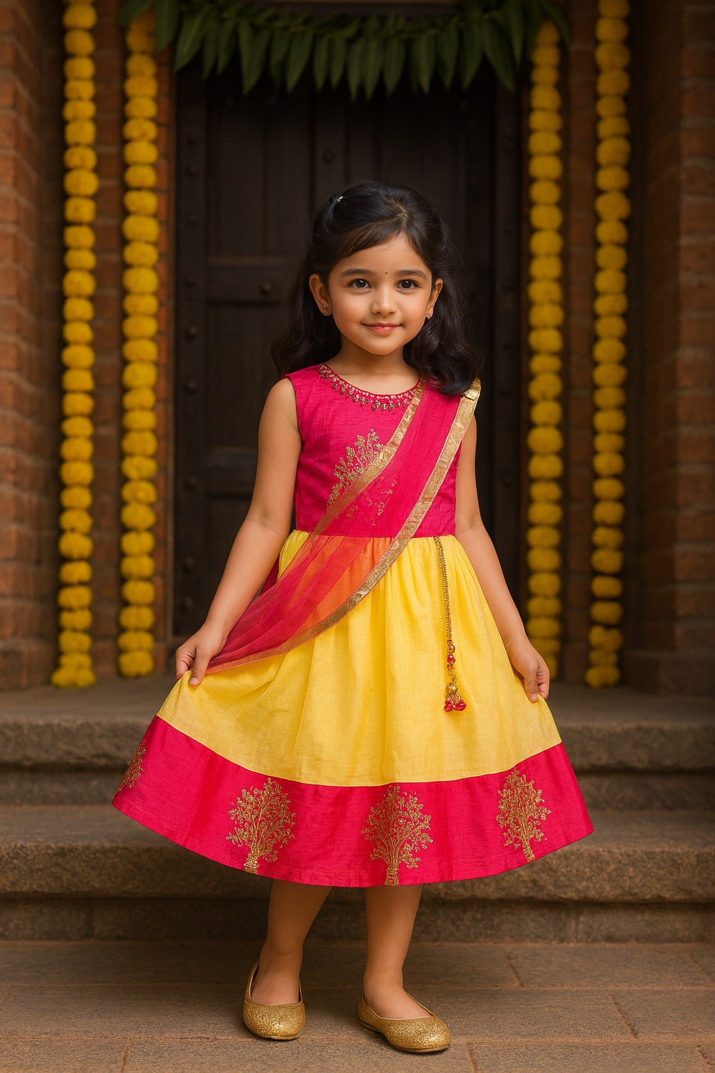Girls Embroidered Ethnic Half saree dress
