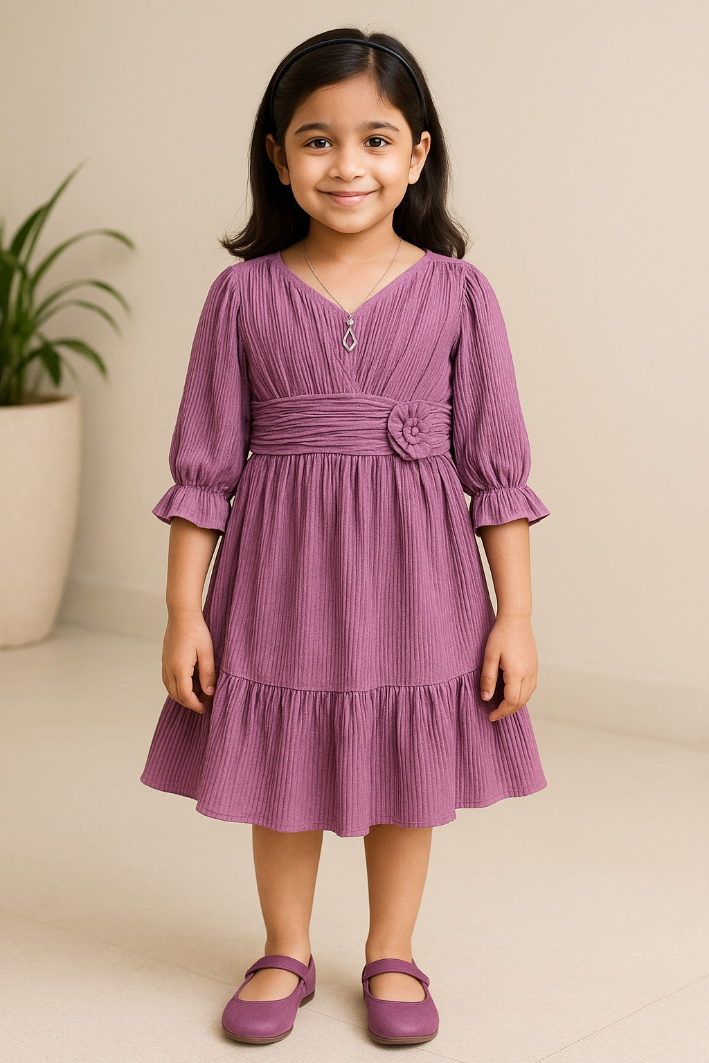 Girls Tiered Hem Casual Dress