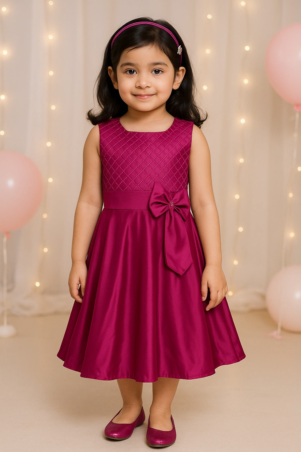 Girls Embroidered Bow Casual Dress