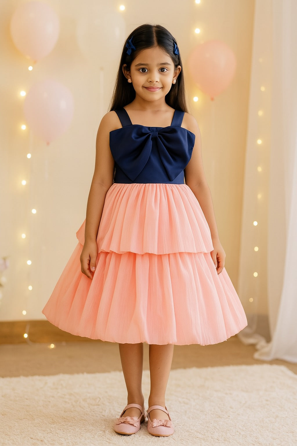 Girls Solid Fit and Flare Frock Dress