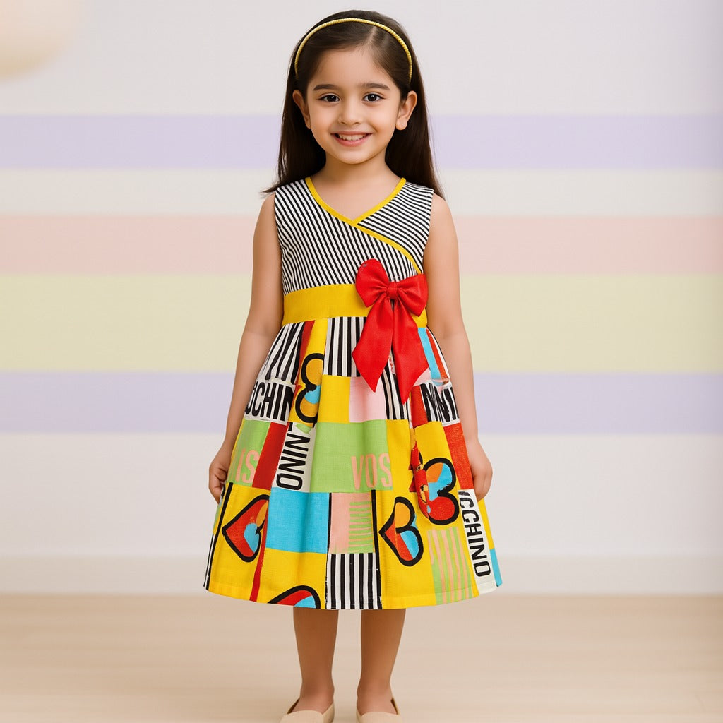 Girls Pure Cotton Abstract Printed Summer Casual Dress