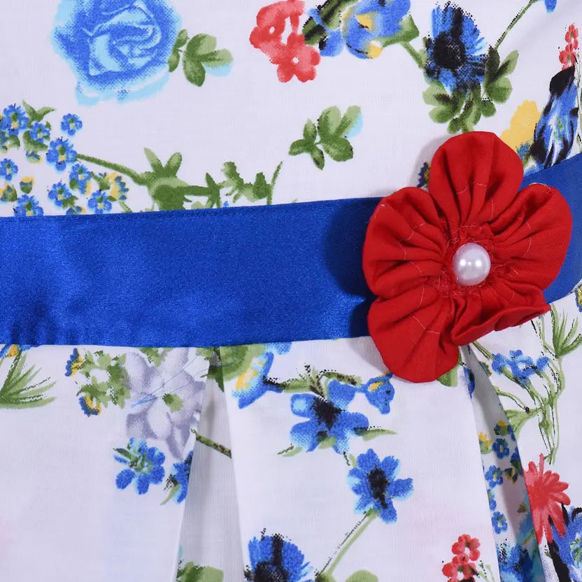 Girls Floral Printed Cotton Summer Casual Dress