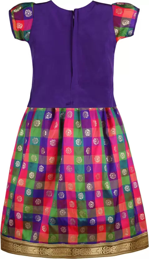 Girls Checked Ethnic Top and Skirt Set