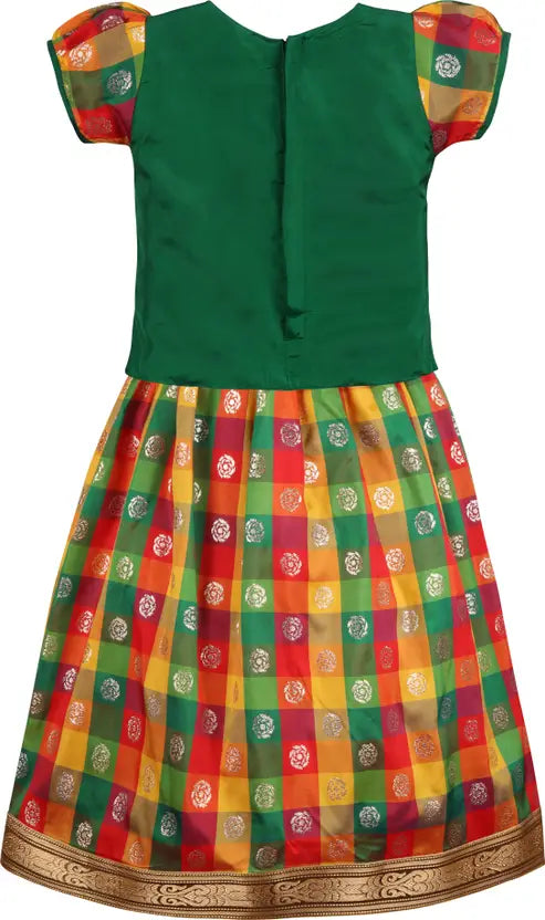 Girls Silk Blend Zari Woven Pattu Pavadai Set