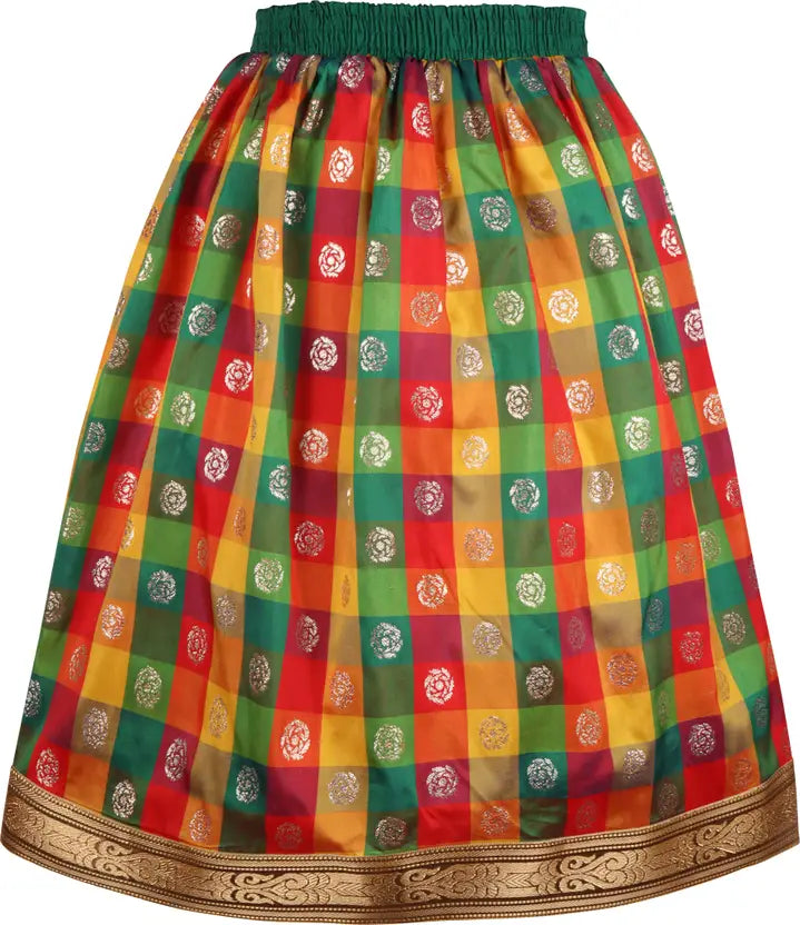 Girls Silk Blend Zari Woven Pattu Pavadai Set