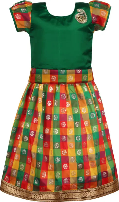 Girls Silk Blend Zari Woven Pattu Pavadai Set