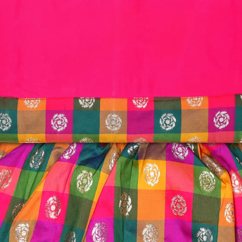 Girls Silk Blend Zari Woven Pattu Pavadai Set