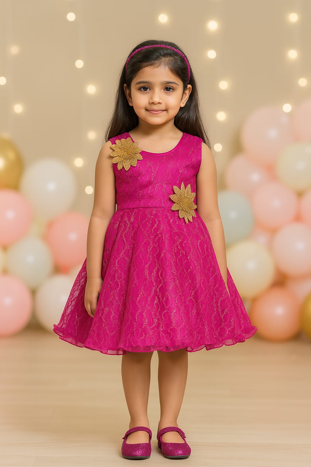 Girls Circular Flare Net Dress