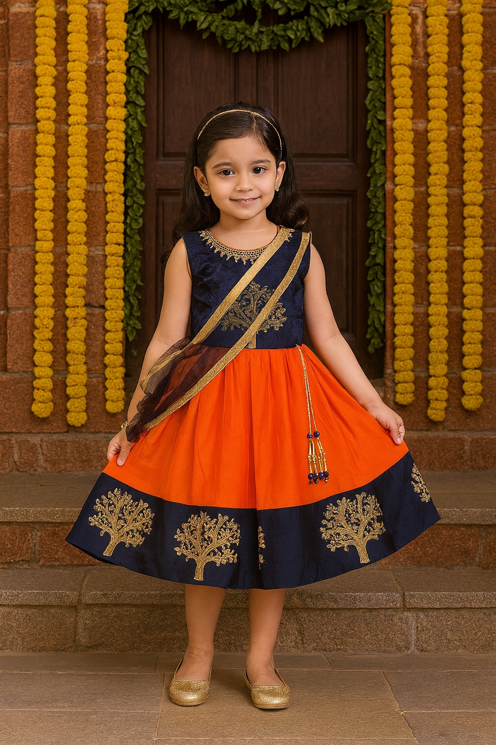 Girls Embroidered Ethnic Half saree dress