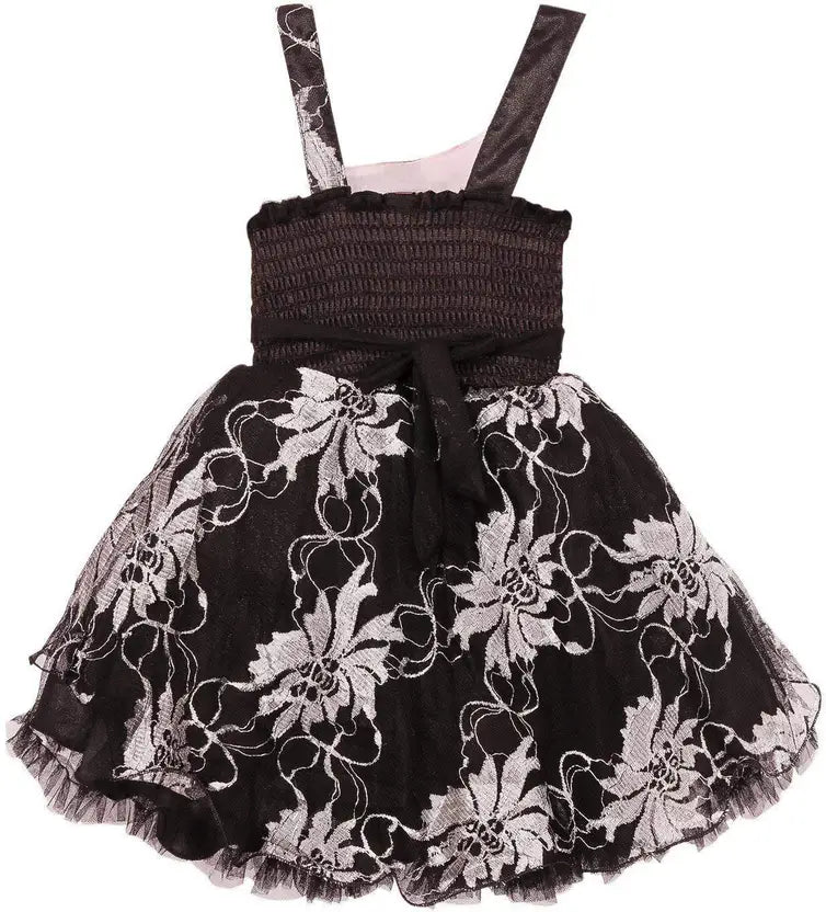 Girls Floral Embellished One Shoulder Dress