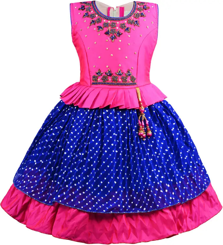 Girls Layered Bead Embellished Ethnic Dress