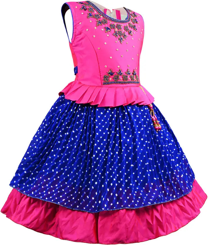 Girls Layered Bead Embellished Ethnic Dress