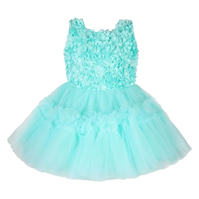 Girls Satin Flower Detailed Net Dress