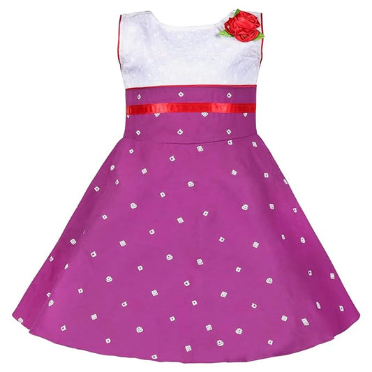 Girls Graphic Printed A-line dress with bow design