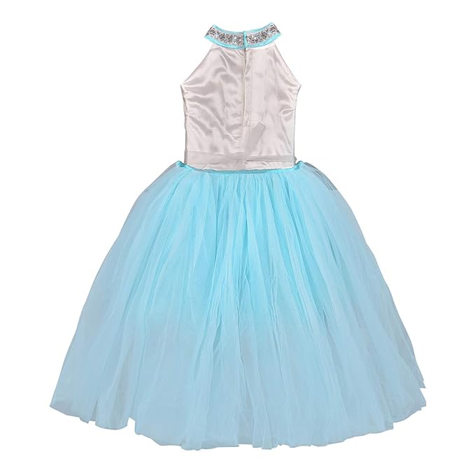 Girls Halter Neck Embellished Fit and Flare Dress