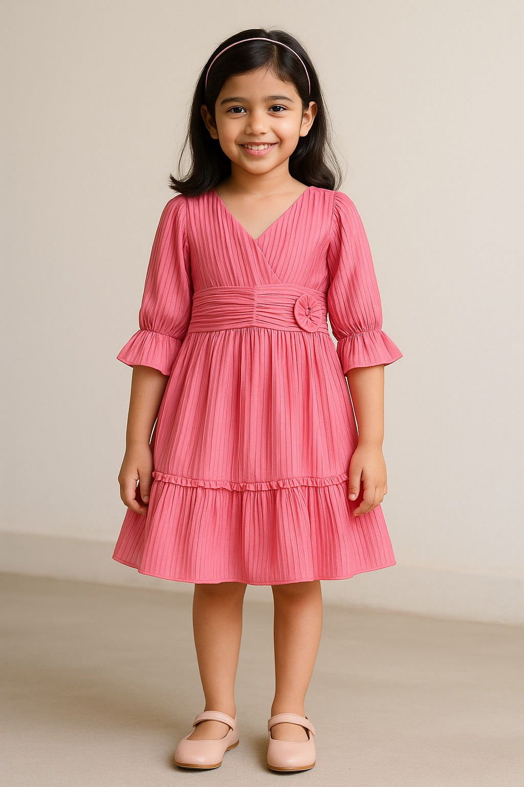 Girls Tiered Hem Casual Dress