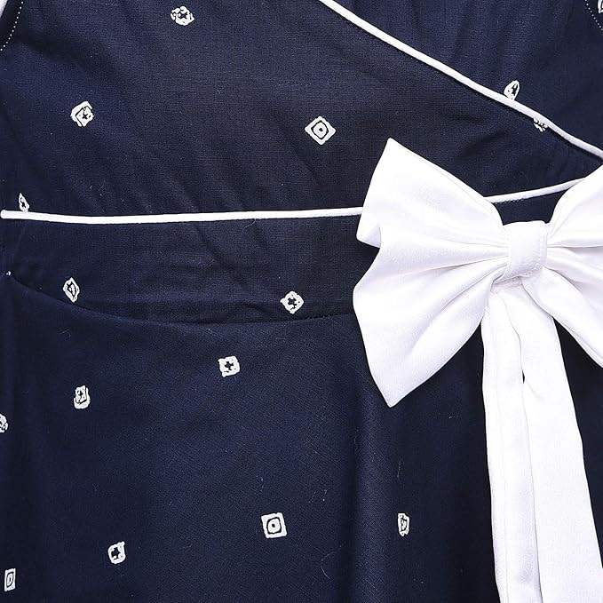 Girls Cotton Polka Printed Bow Summer Dress