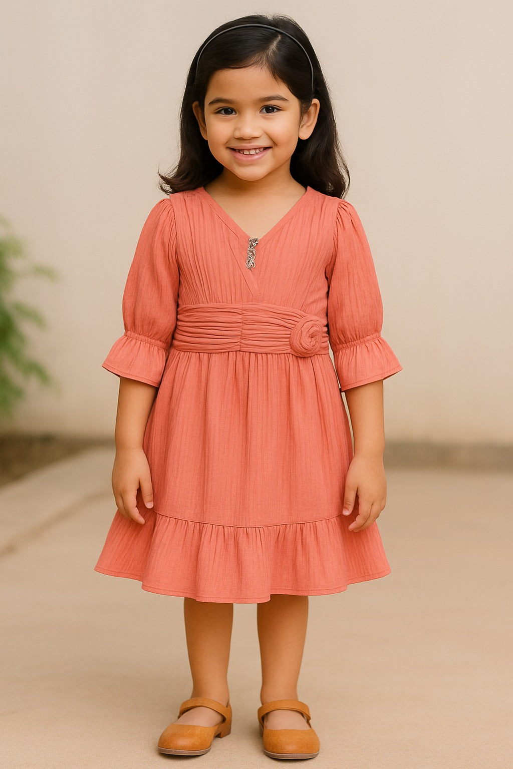 Girls Tiered Hem Casual Dress