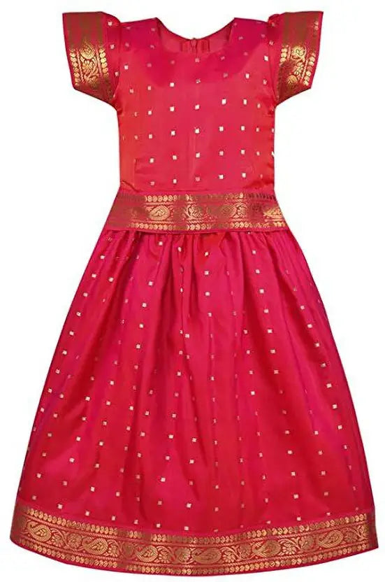 Girls Silk Lace Border Skirt and Top Set