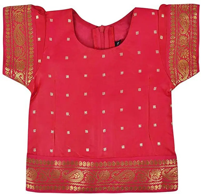 Girls Silk Lace Border Skirt and Top Set