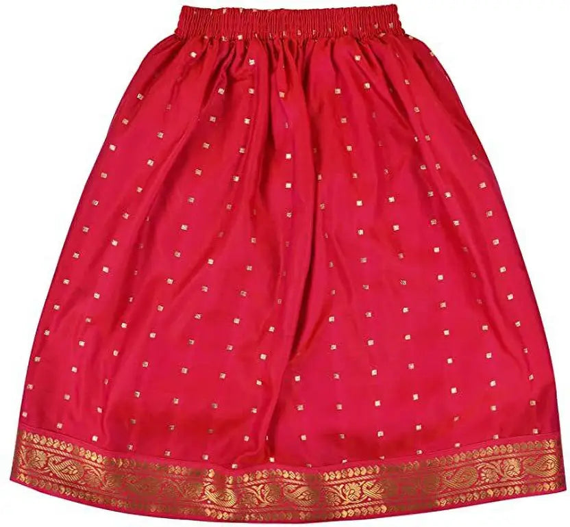 Girls Silk Lace Border Skirt and Top Set
