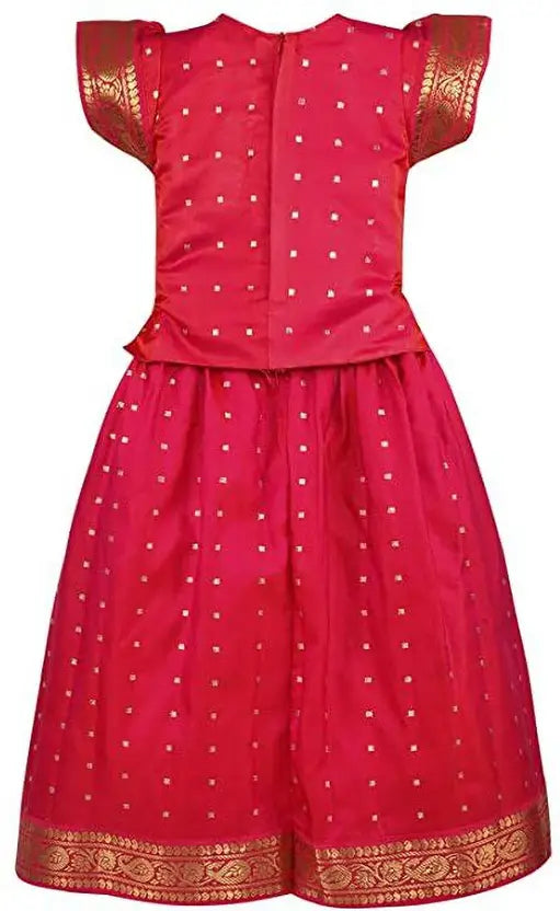 Girls Silk Lace Border Skirt and Top Set